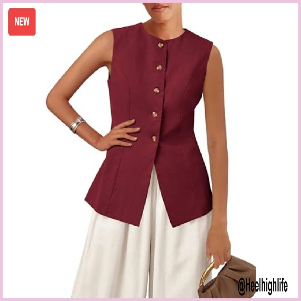 Lightweight Polyester Blazer Vest Sleeveless Busi… - image 2